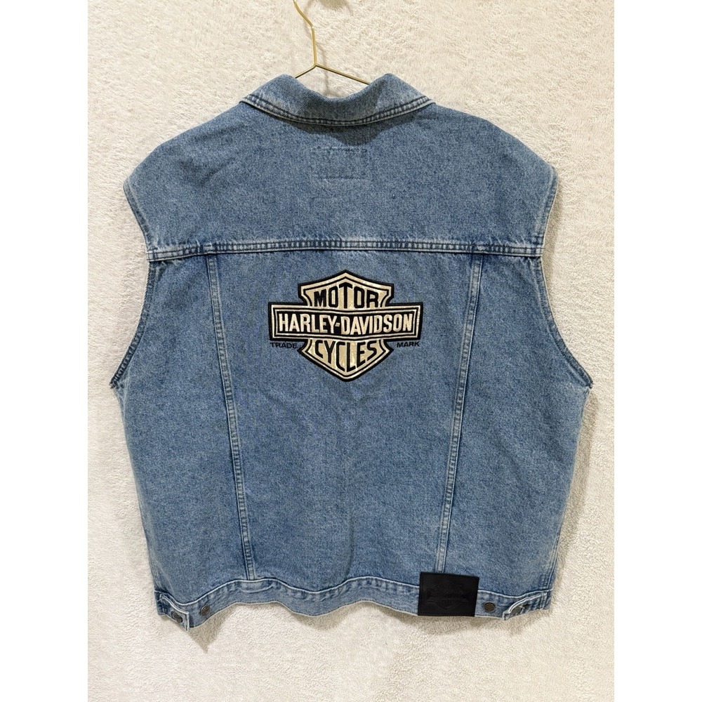 Harley-Davidson Denim Vest XL 100% Cotton Excellent Condition American Legend - Picture 3 of 9